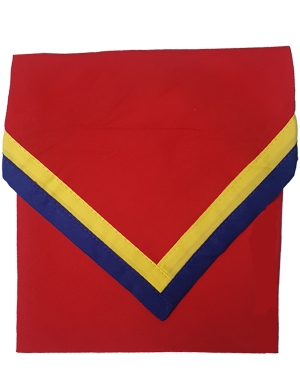 Adults Double Bordered Scout Scarf - Scarlet with Lemon & Royal Blue Trim